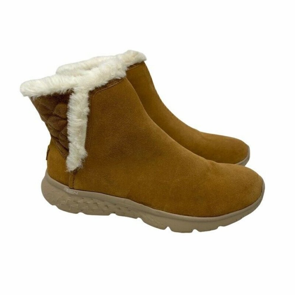 Skechers 400 Cozies Winter Boots Brown Leather 6